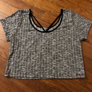 Charlotte Russe Textured Crop Top Size XL Gray